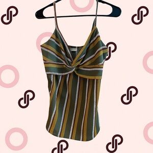 Wrap Front‎ Tank Top Striped Summer Shirt Women Spring Fashion Trendy Colorful